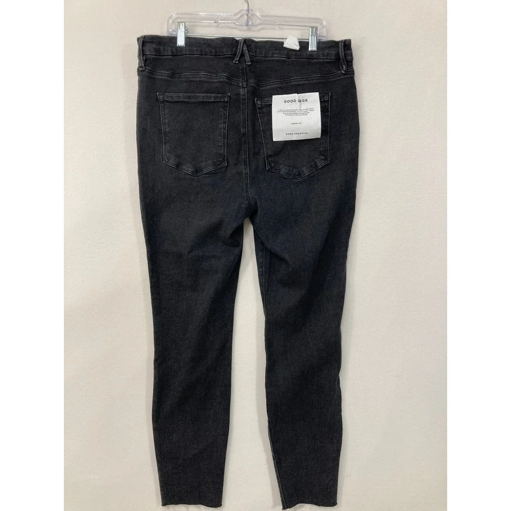 New Good American Good Legs Jeans size 18 Black Skinny High‎ Rise Raw Hem